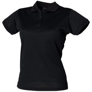 Henbury Womens/Ladies Coolplus® Fitted Polo Shirt / Black